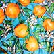 Батик платок "Солнечные апельсины" подарок на новый год, Платки, Раменское,  Фото №1