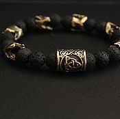 Украшения handmade. Livemaster - original item Mens bracelets made of stone with inlays in bronze. Handmade.