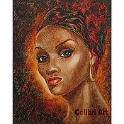 Картины и панно handmade. Livemaster - original item African woman oil painting girl portrait of a woman. Handmade.