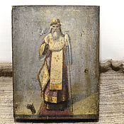 Винтаж: Икона Иоанн Богослов, литография, миниатюра. 7,5х9 см
