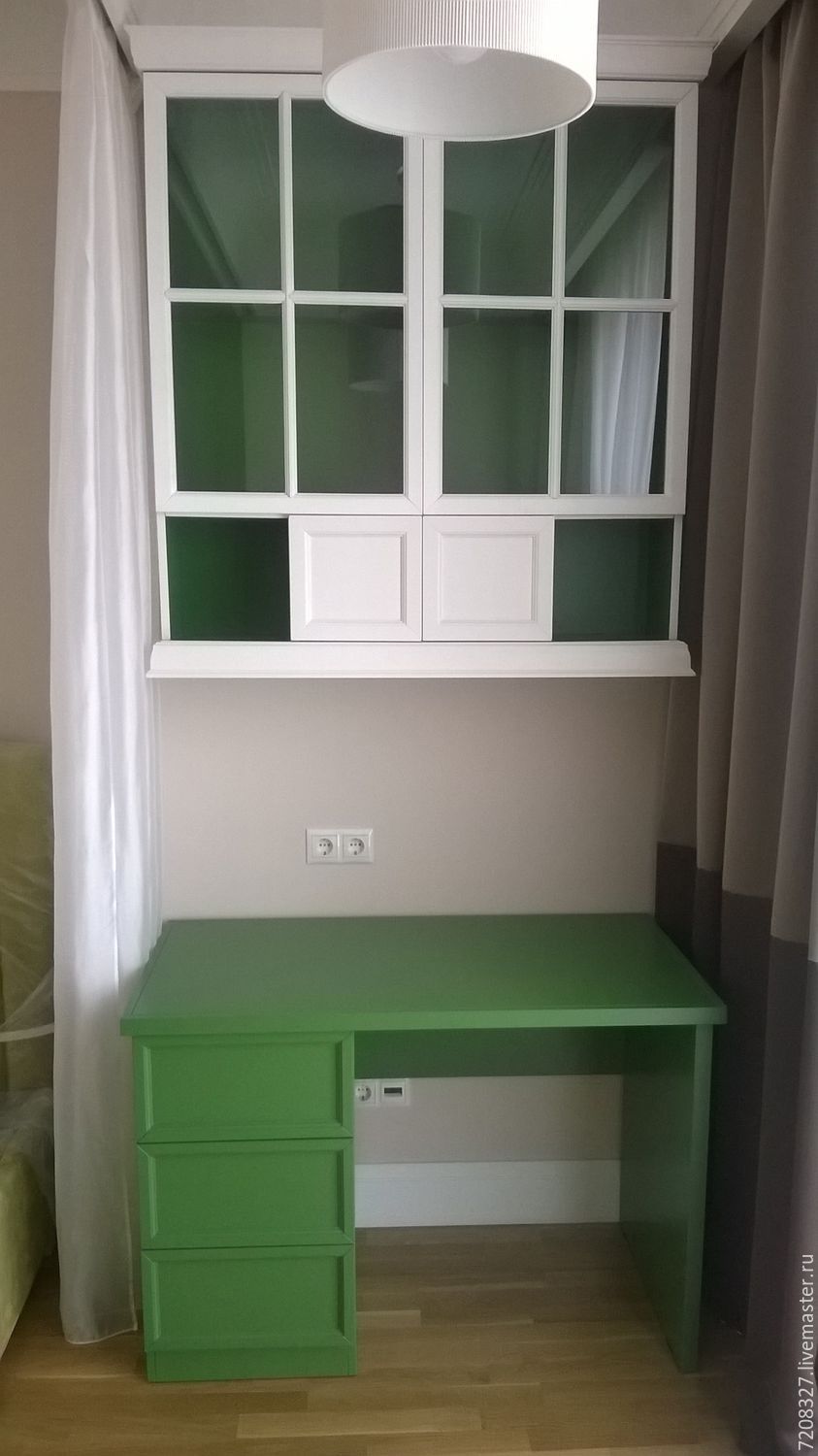 Wall Cabinet shelf with glass doors. Roomy, comfortable, beautiful and concise. The difference in color, size, materials is possible through manual work.