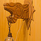 Настенный светильник резной из дерева "Голова пантеры". Настенные светильники. Мастерская дерева и света. Ярмарка Мастеров.  Фото №4