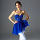 Вечернее платье синего цвета, корсетное с баской, с цветком от "АгАтА", Платья, Сочи,  Фото №1