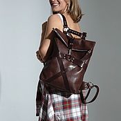 Backpack leather womens Purpur