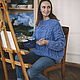 Jerseys: Women's knitted sweater with a cross pattern in blue to order. Sweaters. Kardigan sviter - женский вязаный свитер кардиган оверсайз. My Livemaster. Фото №5