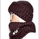 Заказать Шапка "А-ля Такори" темный виноград (шапка вяз). Ирина(shvilinka.knit). Ярмарка Мастеров. . Шапки Фото №3