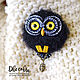 Order Black Owl brooch with lamp. 2sovy. Livemaster. . Brooches Фото №3