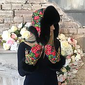 Аксессуары ручной работы. Ярмарка Мастеров - ручная работа Hat with ear flaps and mittens, Russian style. Handmade.