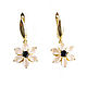 Flower earrings, quartz and onyx earrings, flower earrings, Earrings, Moscow,  Фото №1