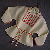 Русский стиль handmade. Livemaster - original item Russian shirt for a boy folk men`s linen white. Handmade.