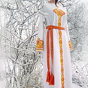 Русский стиль handmade. Livemaster - original item Dress Veleslava Winter; Kit with belt and hat. Handmade.