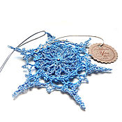 Сувениры и подарки handmade. Livemaster - original item Snowflake sky blue with silver 12 cm voluminous. Handmade.
