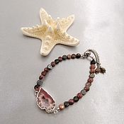 Украшения handmade. Livemaster - original item Slider bracelet with pink agate geode and rhodonite. Handmade.
