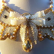 Украшения handmade. Livemaster - original item Necklace earrings bow with natural pearls 