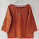 Oversized blouse made of terracotta linen. Blouses. etnoart. Online shopping on My Livemaster.  Фото №2