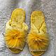 Women's mouton slippers yellow, Slippers, Moscow,  Фото №1