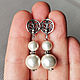 Women's pearl earrings cotton white. Earrings. Jewelry and accessories by IRIS. My Livemaster. Фото №4