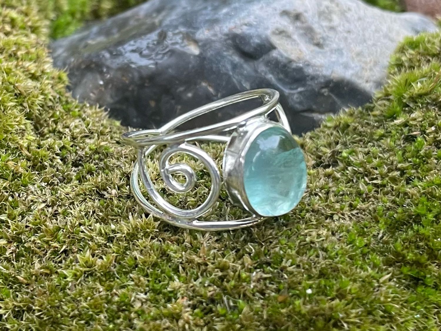 Серебряное кольцо с природным апатитом в интернет-магазине Ярмарка ...