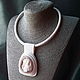  white with pink opal. Pendant. Jewelry made of leather and stone. My Livemaster. Фото №6