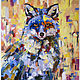 Bright picture painted palette knife with Fox oil paints on canvas
