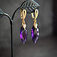 Earrings with amethyst in gold. Earrings. Solanda. Online shopping on My Livemaster.  Фото №2
