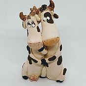 Подарки к праздникам handmade. Livemaster - original item Sweet couple. Ceramics. the year of the Ox.. Handmade.