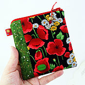 Сумки и аксессуары handmade. Livemaster - original item Mini Cosmetic Bag with Zipper Red Poppies. Handmade.
