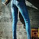 Джинсы стрейч "Aguilera" синие. Джинсы. Студия дизайна 'Jeans_torn'. Интернет-магазин Ярмарка Мастеров.  Фото №2