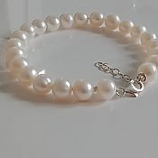 Украшения handmade. Livemaster - original item Bracelet made of natural pearls of class AA and 925 silver through a knot. Handmade.
