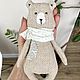 Teddy bear made of beige tweed - a soft toy, Stuffed Toys, Bryansk,  Фото №1