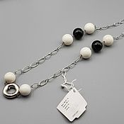 Украшения handmade. Livemaster - original item Silver necklace with black and white onyx beads. Handmade.