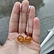 Серьги из янтаря, янтарные серьги шары, красивый янтарь, модные, топ. Серьги классические. Катя. Ярмарка Мастеров.  Фото №9
