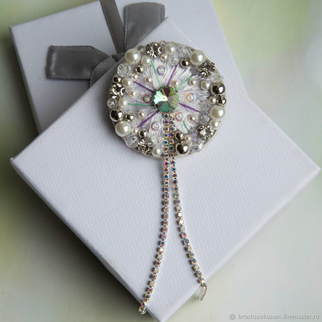 Брошь-вышивка "Одуванчик" в интернет-магазине на Ярмарке Мастеров ...