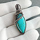 Кулон с бирюзой Аризона серебро (wire wrap), Подвеска, Сосногорск,  Фото №1
