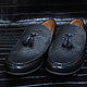Men's moccasins, python leather and genuine leather, black color, Moccasins, St. Petersburg,  Фото №1