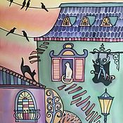 Картина батик Ночь в Старом Городе