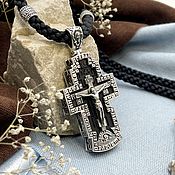 Крест из дерева и серебра с Николаем Чудотворцем. Православный крест