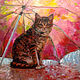 Кошка под зонтом. Картина маслом, Картины, Калуга,  Фото №1
