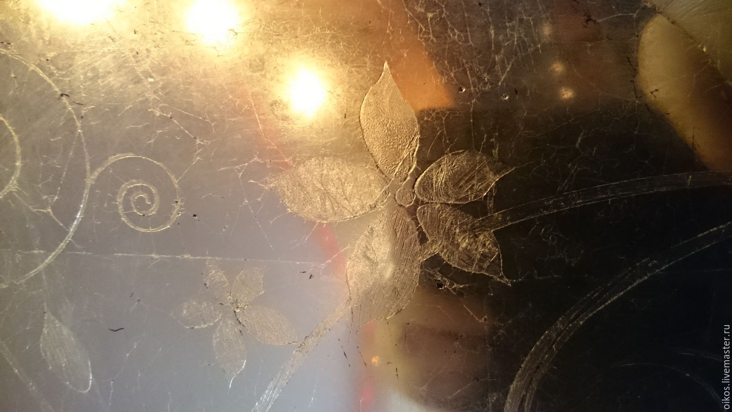 Состаренное зеркало выполненное из потали в ручную с орнаментом, Зеркала, Санкт-Петербург,  Фото №1