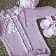Вязаный костюм для новорожденной из итальянского мериноса Premium, Комплект одежды для выписки, Калач,  Фото №1