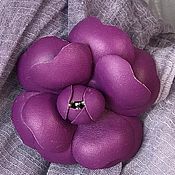 Украшения handmade. Livemaster - original item Camellia Genuine Leather Choker Brooch Purple. Handmade.