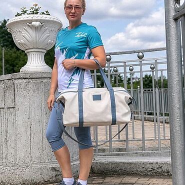 Сумки ручной работы. Ярмарка Мастеров - ручная работа Спортивная сумка кожаная "New Castle" белая. Handmade.