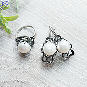 Украшения handmade. Livemaster - original item Pearls (Earrings and ring) (1263). Handmade.