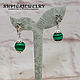 Earrings green with clover, and malachite `Lady Luck`
