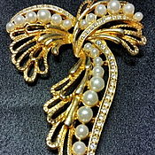 Винтаж handmade. Livemaster - original item Vintage bow brooch with pearls. Handmade.