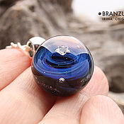 Украшения handmade. Livemaster - original item Precious Star - pendant ball glass lampwork - zircons silver. Handmade.