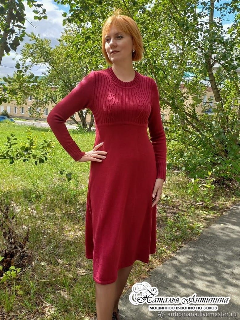 Красное платье крючком (мотивы + вязание)