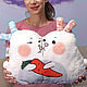 Игрушки Кролики подушка-обнимашка подарок на 14 февраля, день рождения. Игрушки. Лариса дизайнерская одежда и подарки (EnigmaStyle). Интернет-магазин Ярмарка Мастеров.  Фото №2