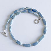 Работы для детей, handmade. Livemaster - original item beads: Beads with blue denim blue opal and angelite. Handmade.