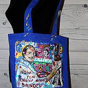 Сумки и аксессуары handmade. Livemaster - original item Shopping bag Salvador Dali Banksy and Mona Lisa hand-painted. Handmade.